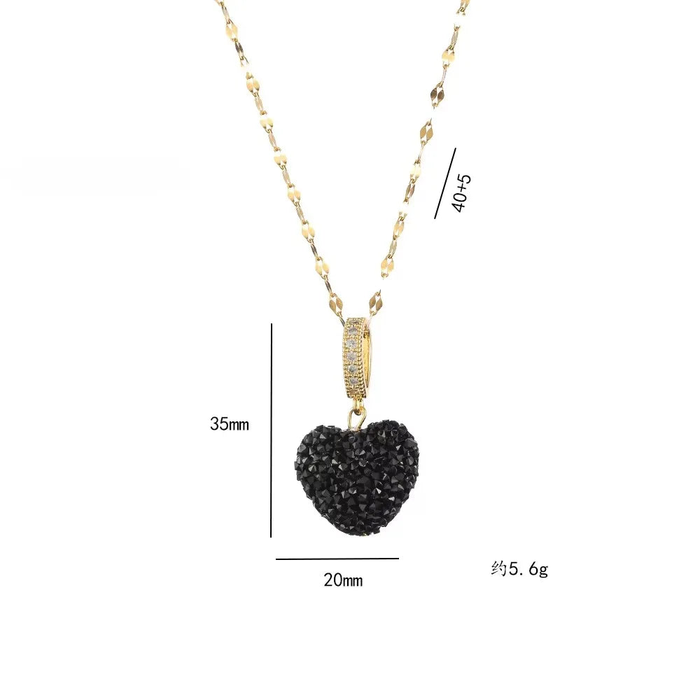 Luxury Crystal Heart Necklace – 316L Stainless Steel Gold Color Pendant for Women