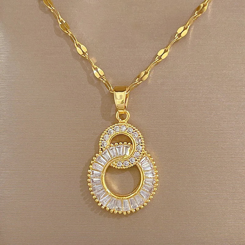 Elegant 316L Stainless Steel Gold Circle Necklace – Minimalist Luxury Jewelry for Women