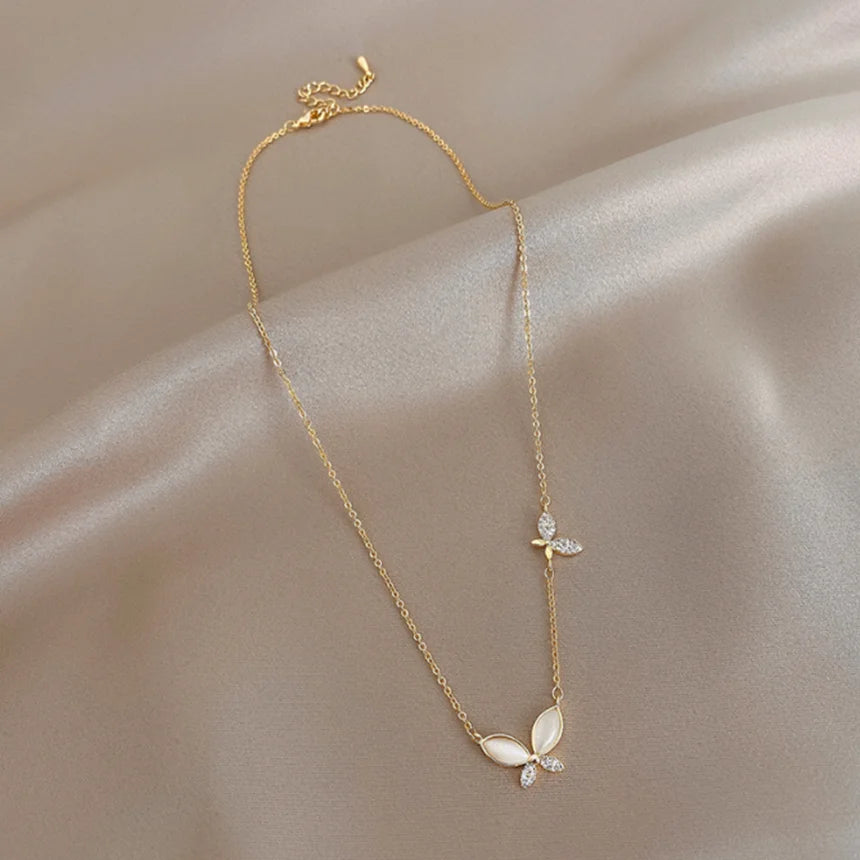Elegant Butterfly Necklace – 316L Stainless Steel Gold Clavicle Chain for Women